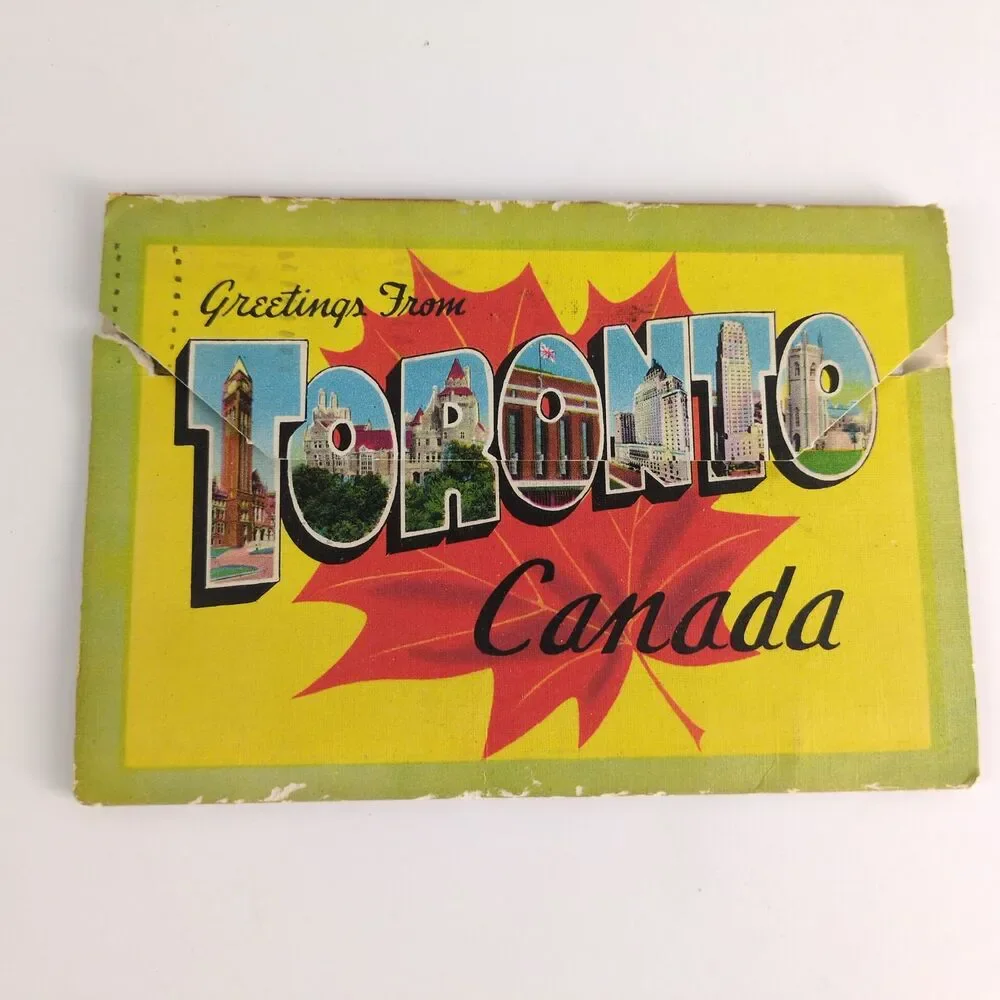 Toronto Ontario Canada 1940s Fold-Out‎ Postcards Buildings Night Community City